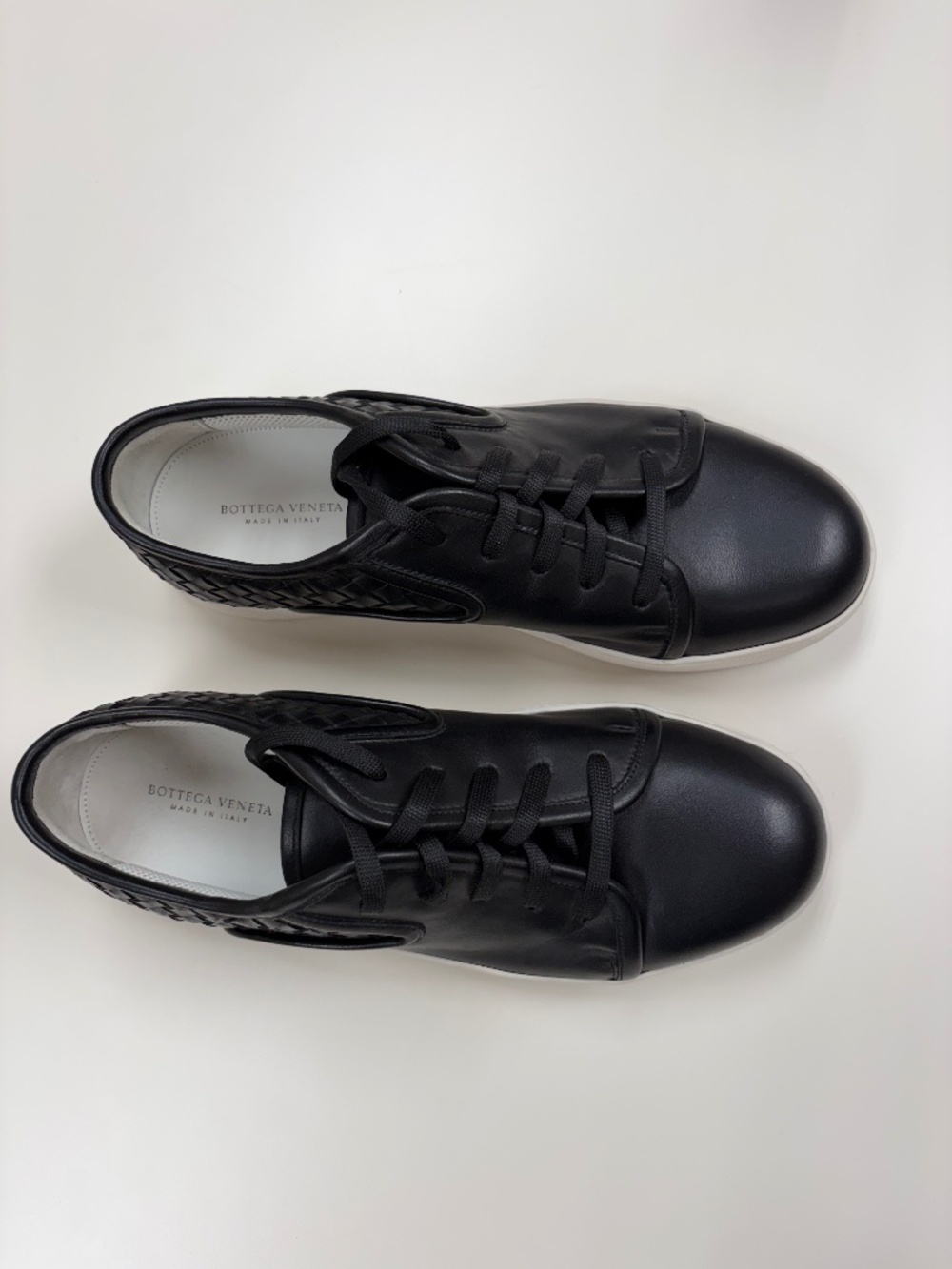 Bottega Veneta Men's Black Intrecciato Woven Leather Sneakers EU 43 US 10 - Picture 2 of 4